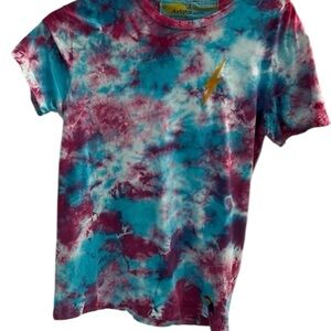 Aviator Nation Tie-Dye Short Sleeve Tee - Red and Blue